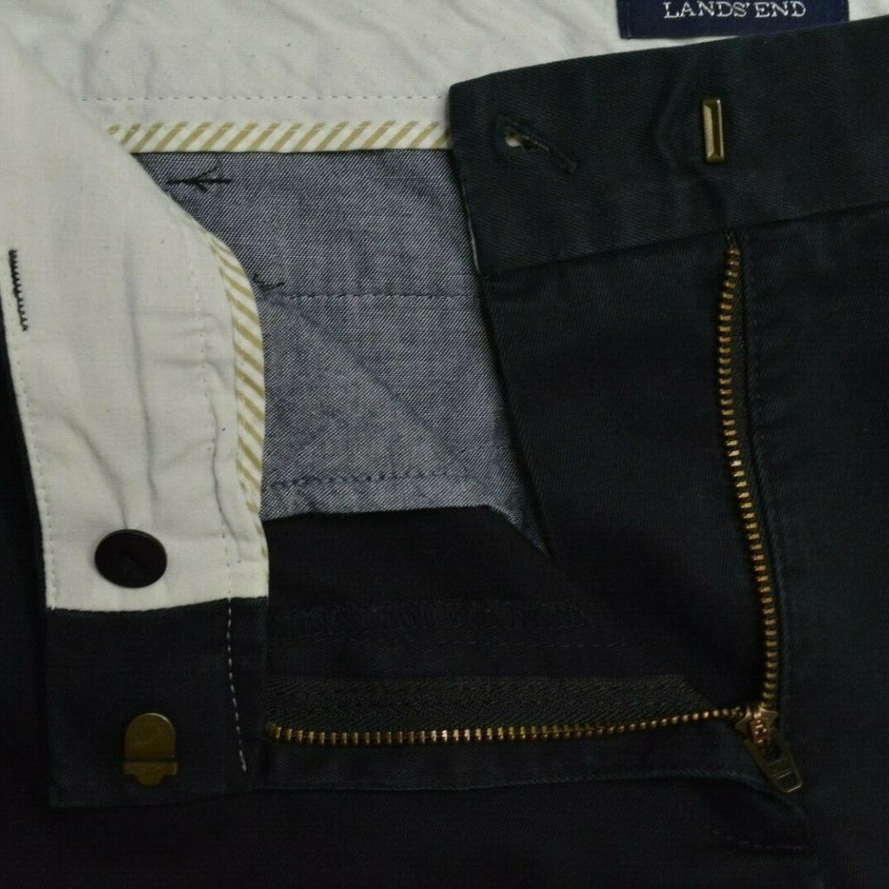 LANDS END Size 6 FIT 2 Womens NAVY Blue TROUSER Leg STRETCH Chino MID Rise Pants - Picture 5 of 6